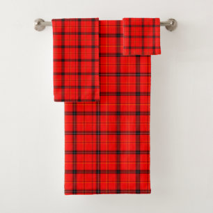 Modern Red Tartan Plaid Bath Towel Set