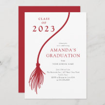 Modern Red Tassel Graduation Party Invitation