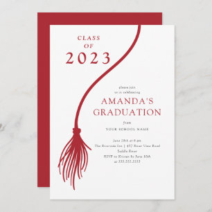 Modern Red Tassel Graduation Party Invitation