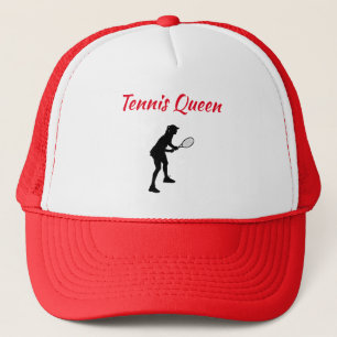 Modern red Tennis queen customizable text Trucker Hat