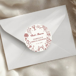 Modern Red That's Amore Italian Bridal Shower Classic Round Sticker