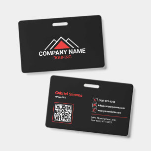 Modern Red Triangle Building Roofing QR Code Badge