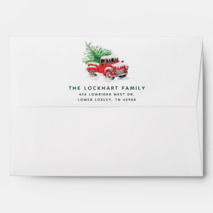 Modern Red Truck Christmas Holiday Envelope