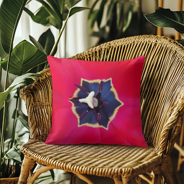 Modern Red Tulip Botanical Throw Pillow (Creator Uploaded)