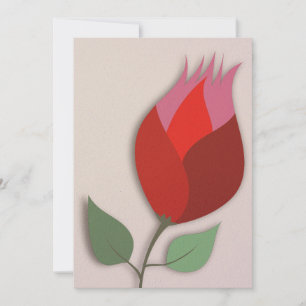 Modern Red Tulip Paper Cutout Art Blank Note Holiday Card