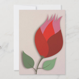 Modern Red Tulip Paper Cutout Art Blank Note Holiday Card