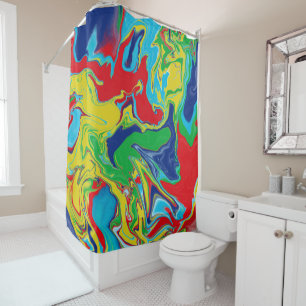 Modern Red Turquoise Blue Green Yellow Abstract