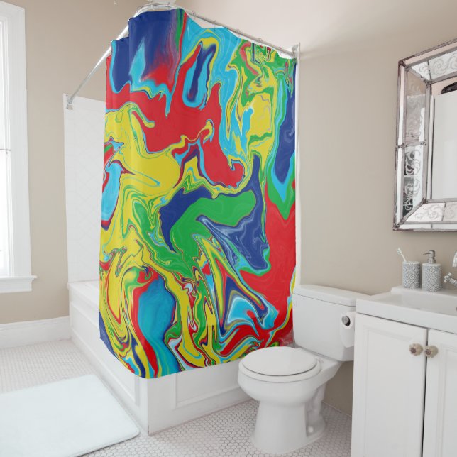 Modern Red Turquoise Blue Green Yellow Abstract (In Situ)