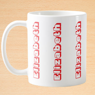 Modern Red Vertical Name Personalized Coffee Mug