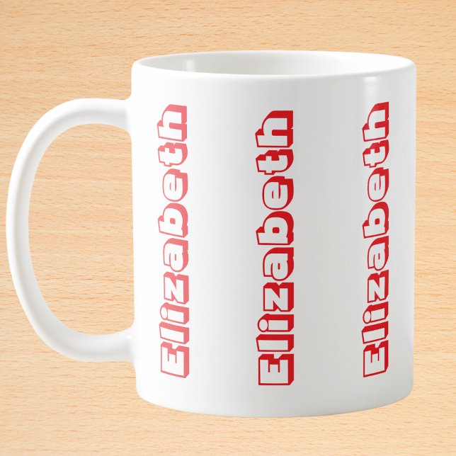 Modern Red Vertical Name Personalized Coffee Mug (Creator Uploaded)