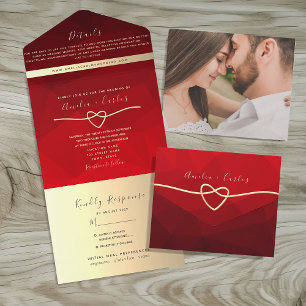 Modern Red Wedding  All In One Invitation