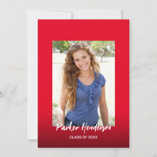 Modern Red White 2 Photo Granduation Announcement