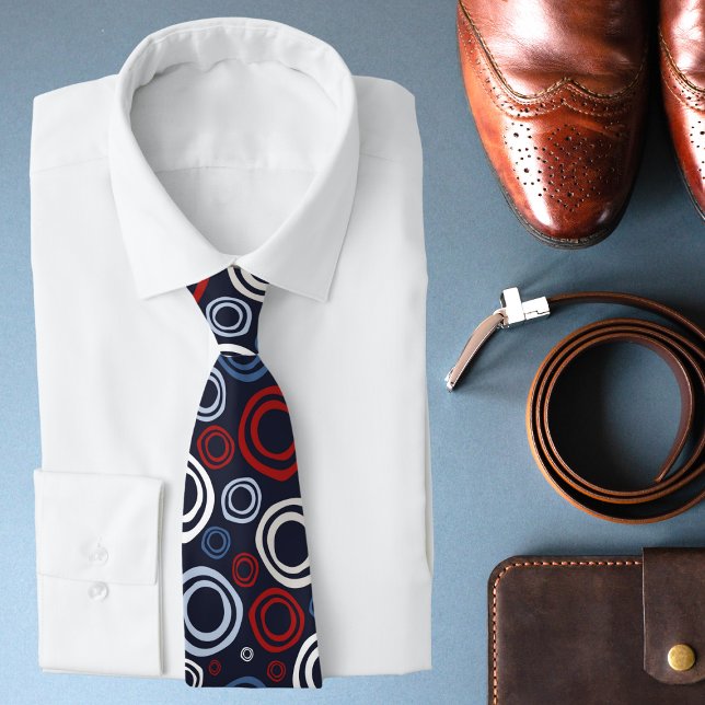 Modern Red White And Blue Geometric Pattern Tie (Creator Uploaded)