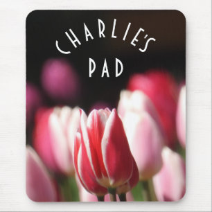 Modern Red, white and Pink Tulips Mouse Pad