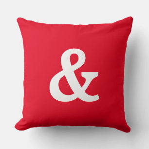 Modern Red & White & (and sign) Button  Throw Pillow