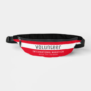 Modern Red White Black Volunteer Corporate Event Fanny Pack
