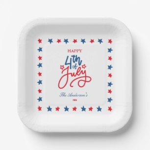 Modern Red, White & Blue 4Th July Dinner Party Paper Plate