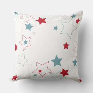 Modern Red White & Blue Patriotic Stars Throw Pillow