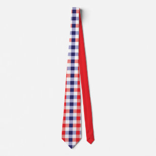 Modern Red White Blue Plaid Pattern Tie