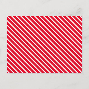 Modern red white candy cane diagonal stripes  postcard