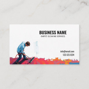 Modern Red & White Carpet Cleaning Service Business Card