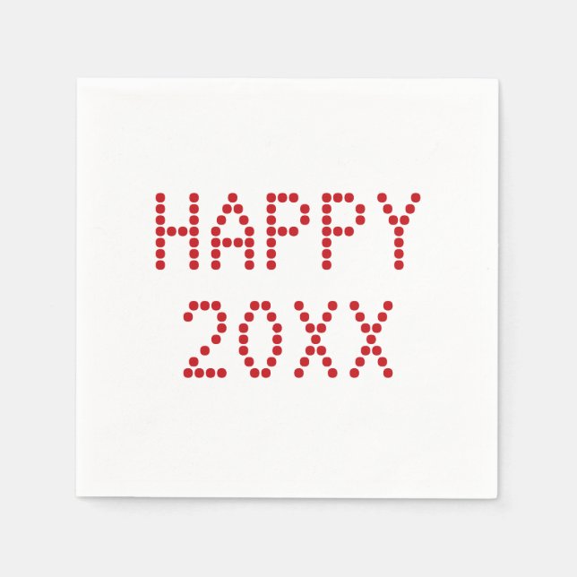 Modern red white custom Happy New Year paper Napkin (Front)