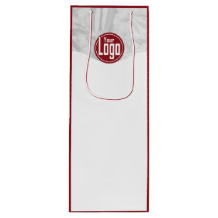 Modern Red & White Custom Image & Custom Logo Wine Gift Bag