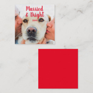 Modern red white custom photo text date Christmas  Card