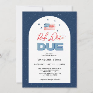 Modern Red White & Due July 4th Baby Shower Invitation