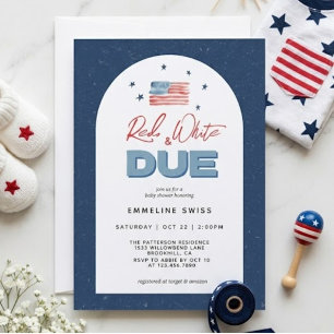 Modern Red White & Due July 4th Baby Shower Invitation