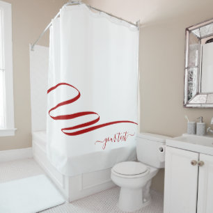 Modern Red White Elegant Stripe Shower Curtain