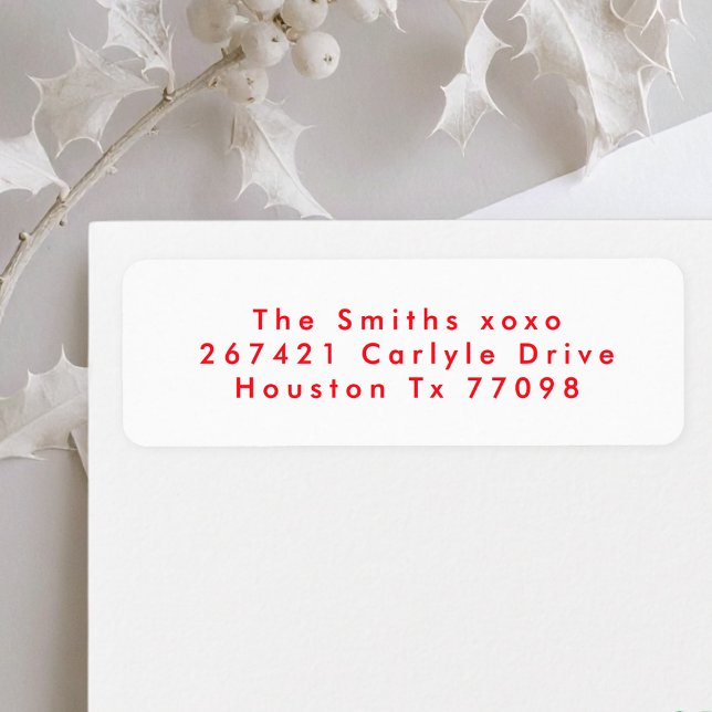 modern red white festive christmas return address (Creator Uploaded)