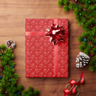 Modern Red & White Gingerbread Man Pattern Wrapping Paper