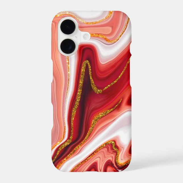 Modern Red White Gold Marble Alcohol Ink (Back)