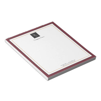 Modern Red White Gold with Business Logo Notepad
