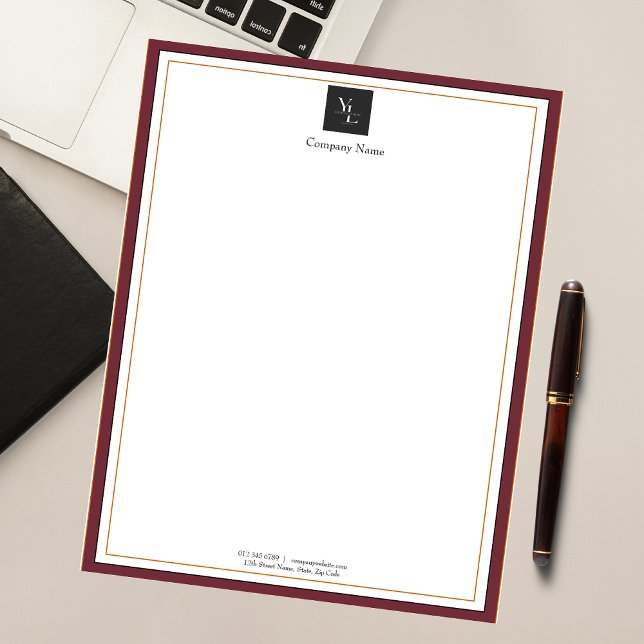 Modern Red White Gold with Business Logo Notepad (Creator Uploaded)