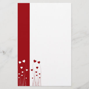 Modern Red White Hearts Stationery