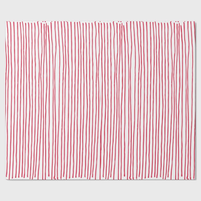 Modern Red White Lines Wrapping Paper (Seam)