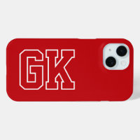 Modern Red White Monogram Initials