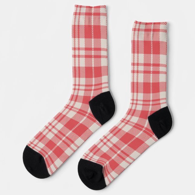 Modern Red & White Pattern Socks (Left)