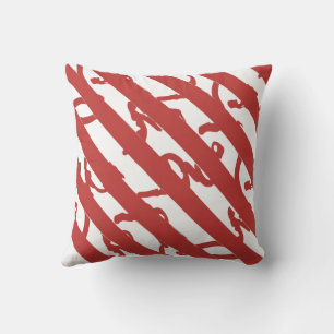 Modern Red White Stripes Throw Pillow 