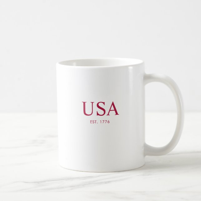 Modern Red White USA Established 1776 Coffee Mug (Right)