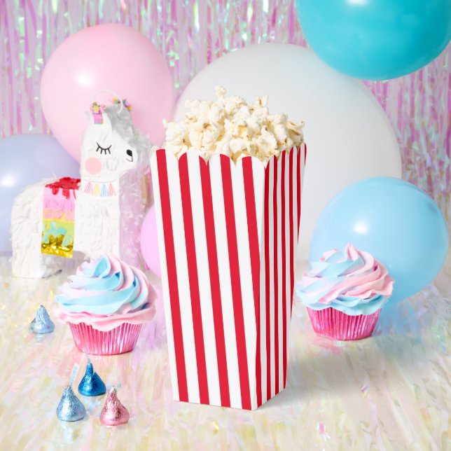 Modern red white vertical stripes pattern gift favor box (Party)