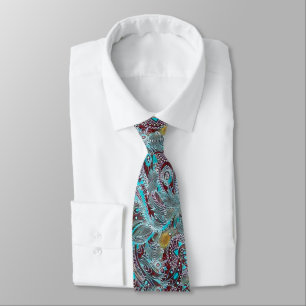 Modern Red Wine & Blue Paisley Neck Tie