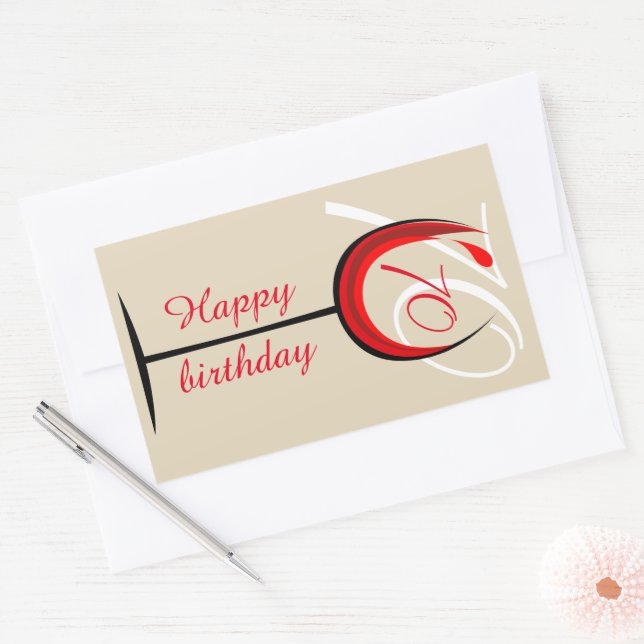 Modern Red Wine Glass Script 70th Birthday   Sticker (Envelope)