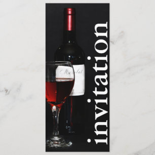 modern red wine glass - winetasting bridal shower invitation