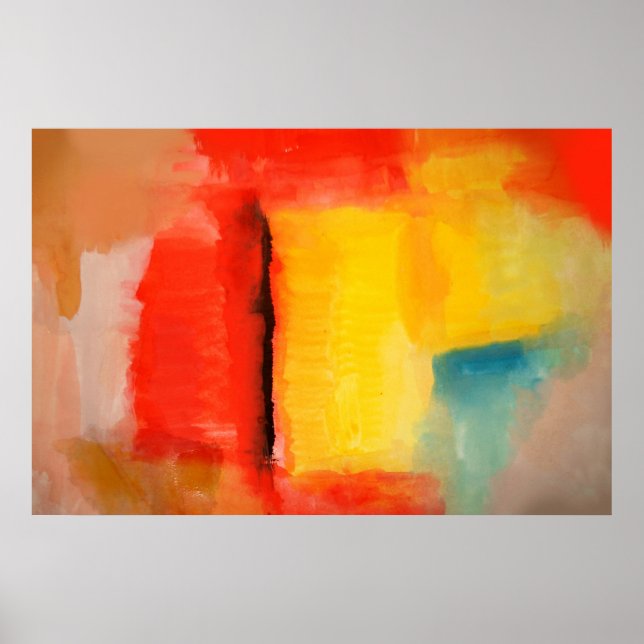Modern Red Yellow Abstract Painting Art Poster (Front)