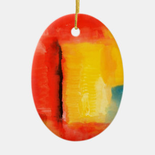 Modern Red Yellow Abstract Painting Ceramic Ornament