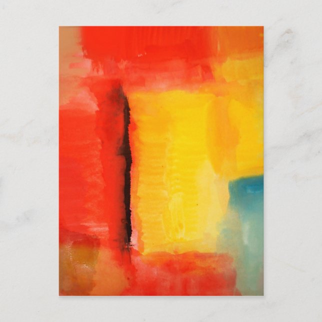 Modern Red Yellow Abstract Painting Postcard (Front)