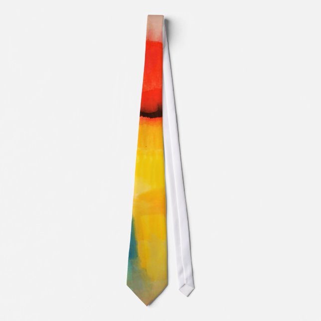 Modern Red Yellow Abstract Painting Tie (Front)